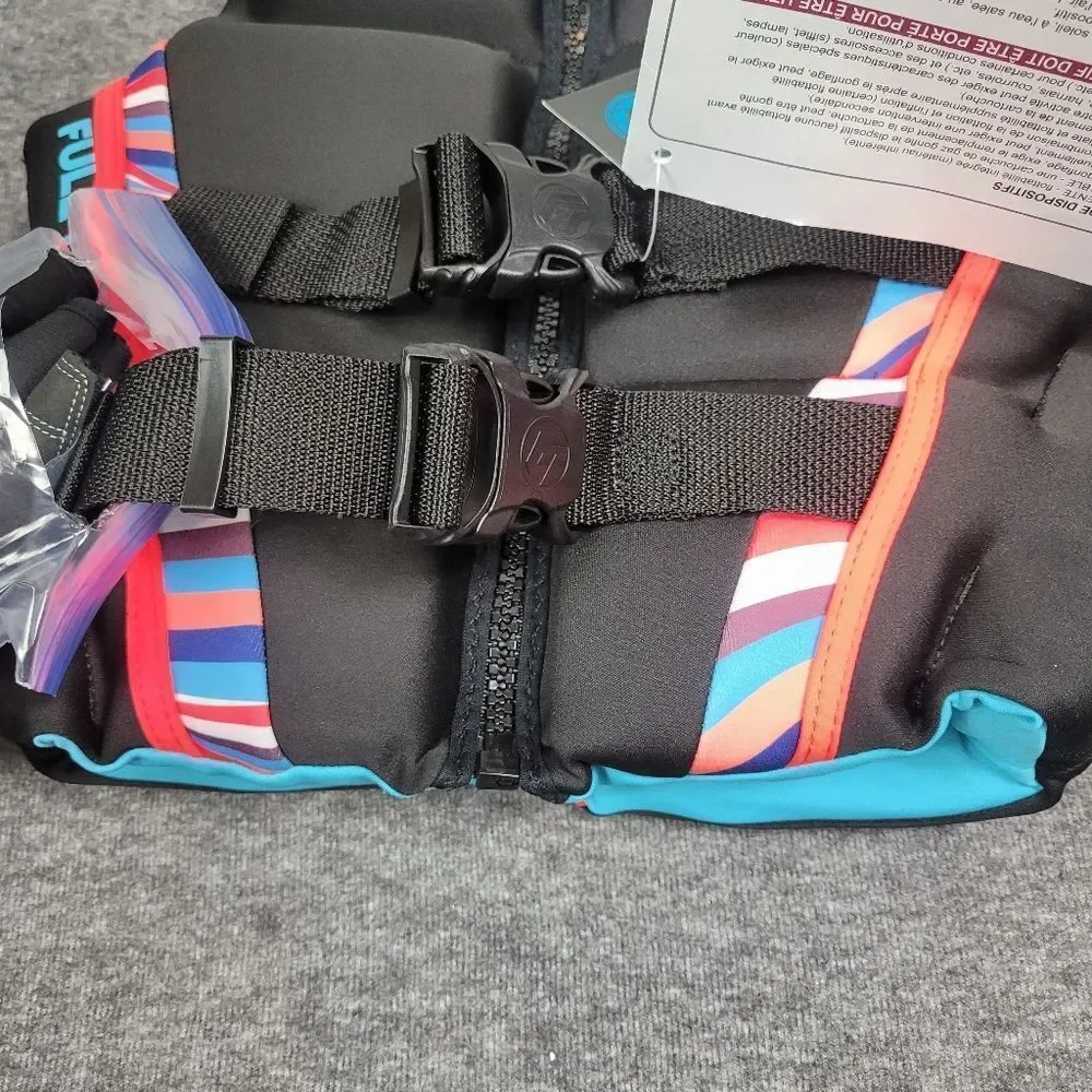 Full Throttle Women's Size S Rapid Dry Flex Back Life Jacket Black Blue Orange - Picture 4 of 9